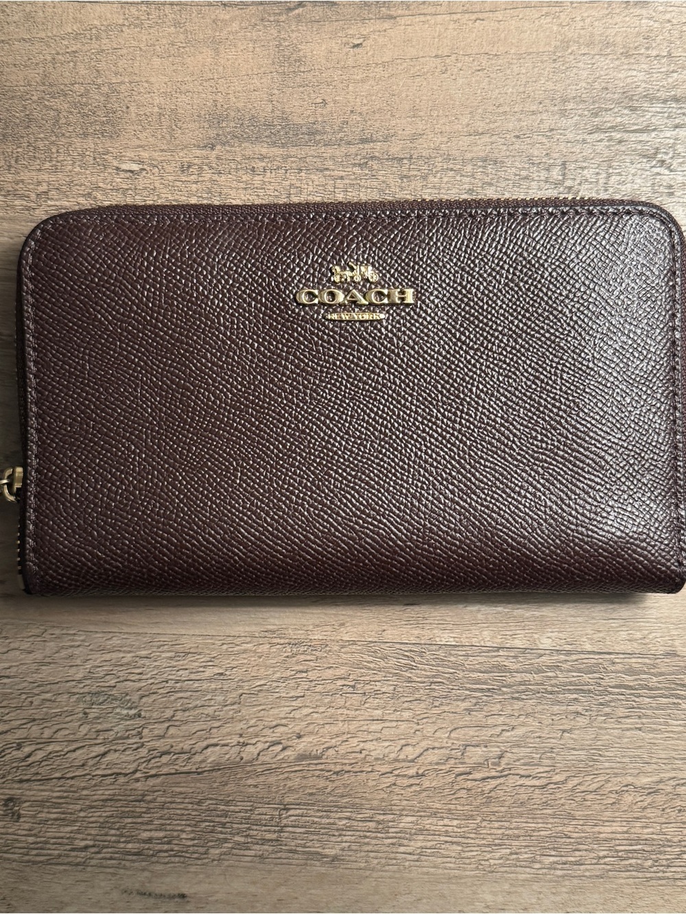 Coach dark plum zip wallet